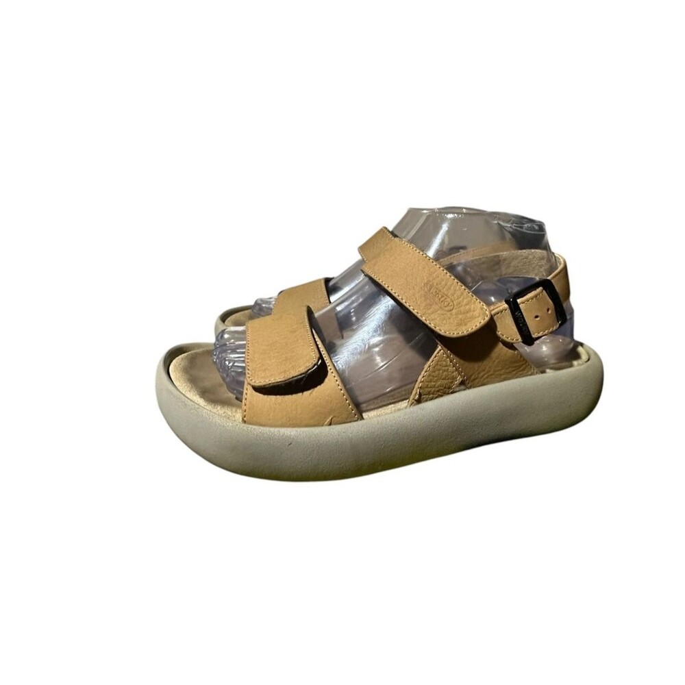 Wolky Women Brown Leather Slingback Sandals Hook & Loop Adjustable 38 US 7.5
